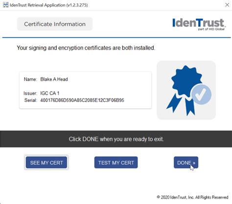 identrust test my certificate